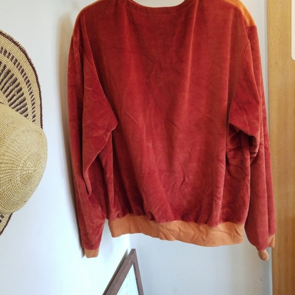 Vintage Handmade Velour Quarter Zip Top Burnt Orange M - Picture 2 of 8